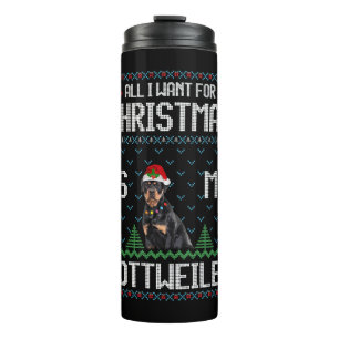 Rottweiler Dog Ugly Christmas Sweater Thermosbecher