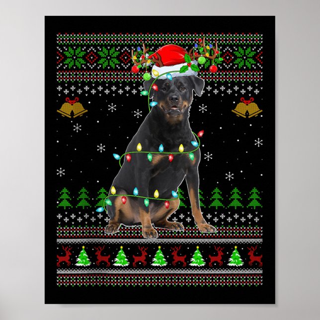 Rottweiler Dog Ugly Christmas Sweaters Holiday San Poster (Vorne)
