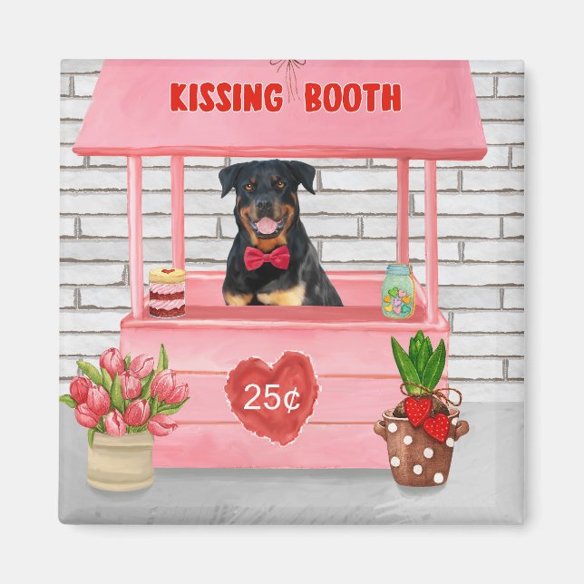 Rottweiler Dog Valentine's Day Kissing Booth Magnet (Vorne)
