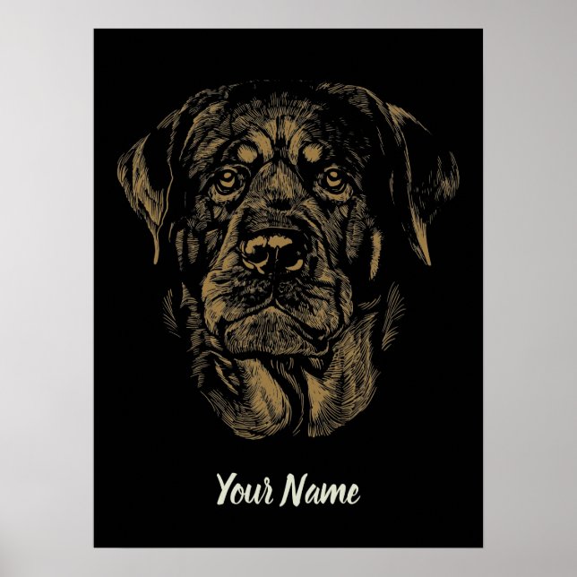 Rottweiler Dog Vintag Portrait Rottie Design Poster (Vorne)
