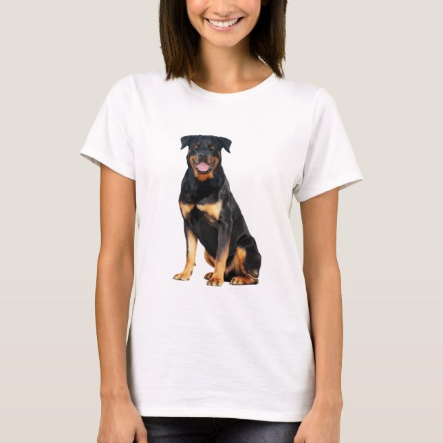 Rottweiler Dog Wasserfarben Art Malerei T-Shirt (Vorderseite)