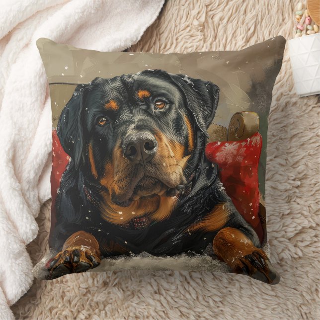 Rottweiler Dog Weihnachtsfest Kissen (Decke)