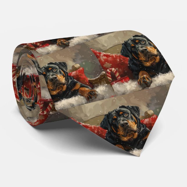 Rottweiler Dog Weihnachtsfest Krawatte (Gerollt)