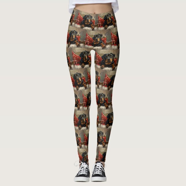 Rottweiler Dog Weihnachtsfest Leggings (Vorderseite)