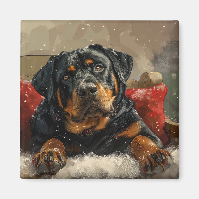 Rottweiler Dog Weihnachtsfest Magnet (Vorne)