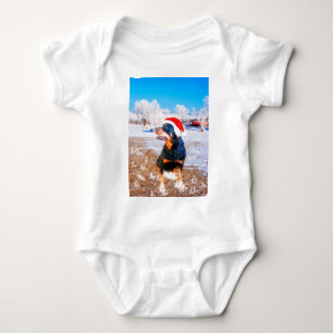 Rottweiler Dog Weihnachtsmalerei Baby Strampler