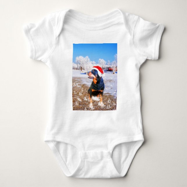 Rottweiler Dog Weihnachtsmalerei Baby Strampler (Vorderseite)