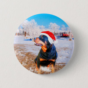 Rottweiler Dog Weihnachtsmalerei Button