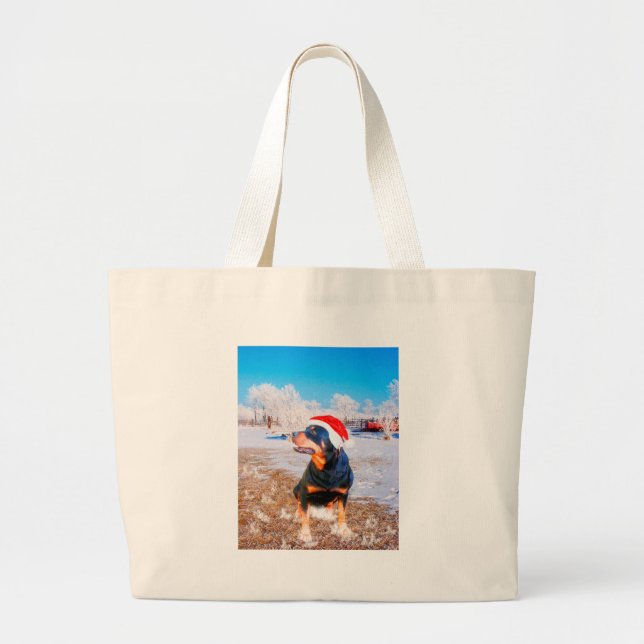 Rottweiler Dog Weihnachtsmalerei Jumbo Stoffbeutel (Vorne)