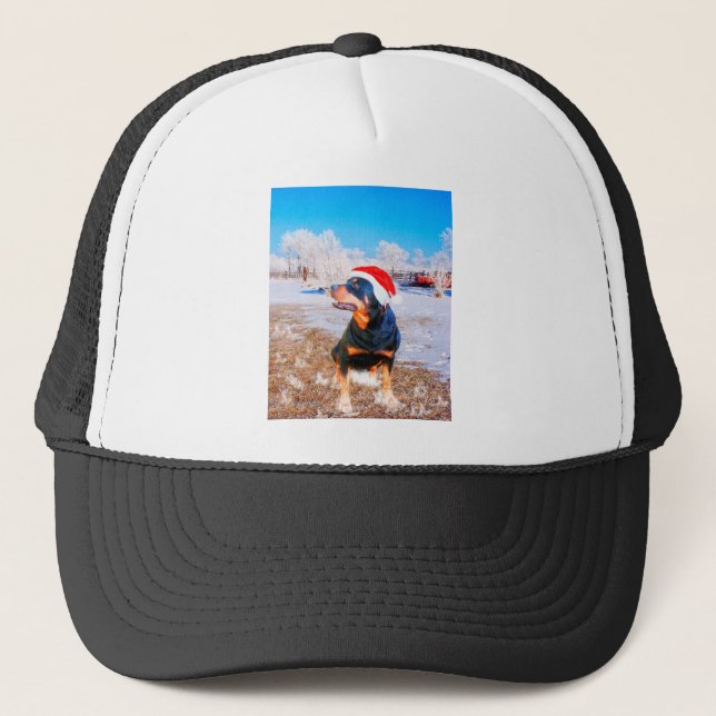 Rottweiler Dog Weihnachtsmalerei Truckerkappe (Vorderseite)