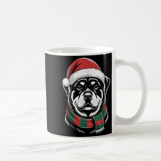 Rottweiler Dog Xmas Santa Hat Scarf Christmas Cost Kaffeetasse (Rechts)