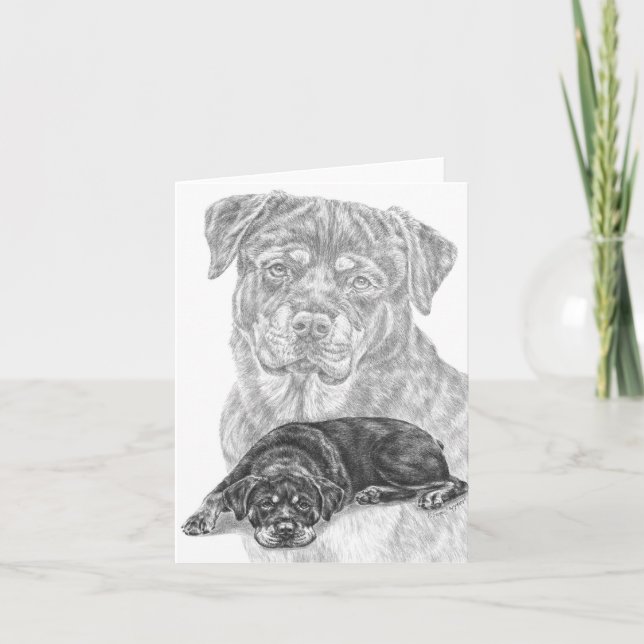 Rottweiler Dog Zeichnend von Kelli Swan Karte (Vorderseite)