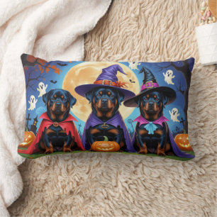 Rottweiler Dogs Pumpkin Halloween Funny Lendenkissen