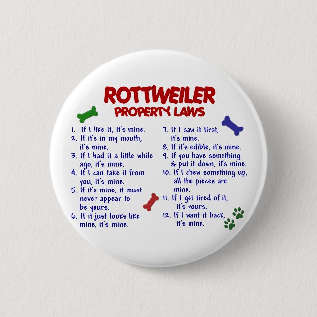 ROTTWEILER Eigentums-Gesetze 2 Button (Vorderseite)
