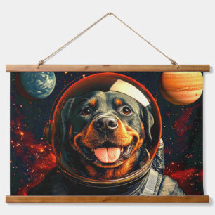 Rottweiler Erkundung Wandteppich Mit Holzrahmen