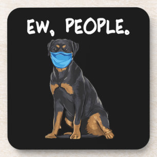 Rottweiler ew people dog wearing face mask getränkeuntersetzer
