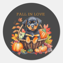 Rottweiler Fall in Liebe Runder Aufkleber