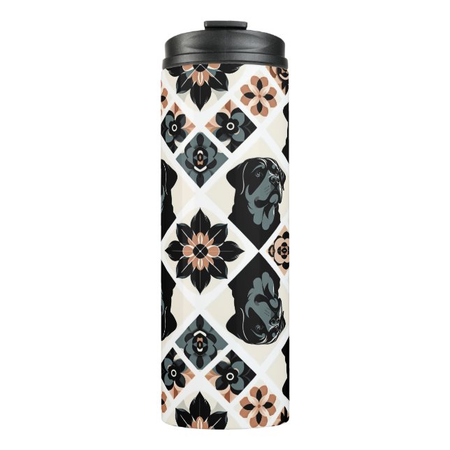 Rottweiler Floral Geometric Pattern Thermosbecher (Vorderseite)