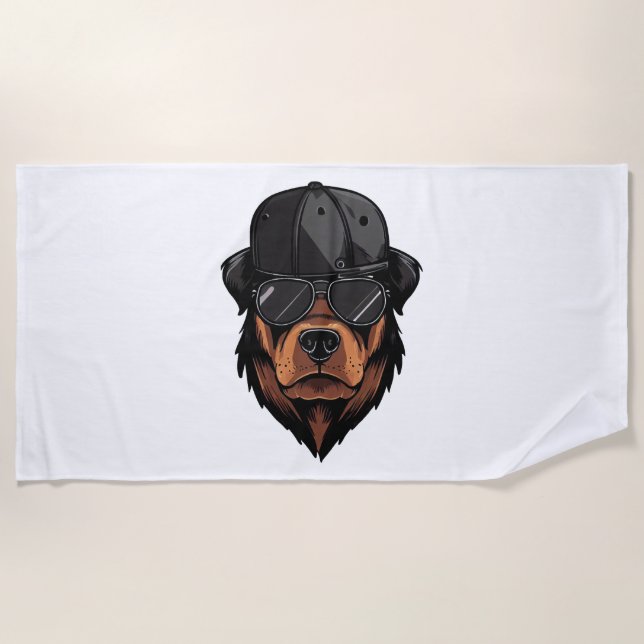 Rottweiler Gangster Strandtuch (Vorderseite)