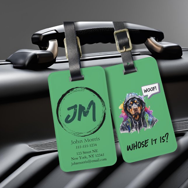 Rottweiler Gepäckanhänger (Green hip hop rottwieller luggage tag
)
