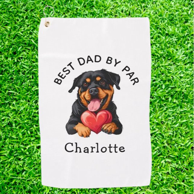 Rottweiler-Geschenk  Golfhandtuch (Discover unique Rottweiler Heart golf gifts that show your love for both golf and your furry friend.)