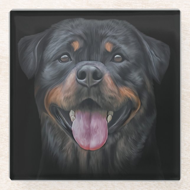 Rottweiler Glasuntersetzer (Vorderseite)