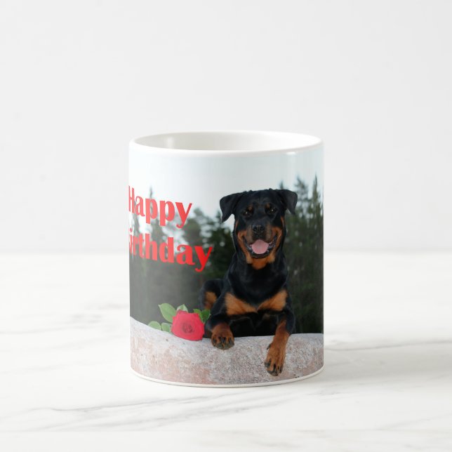 Rottweiler-glücklicher Geburtstag Kaffeetasse (Mittel)