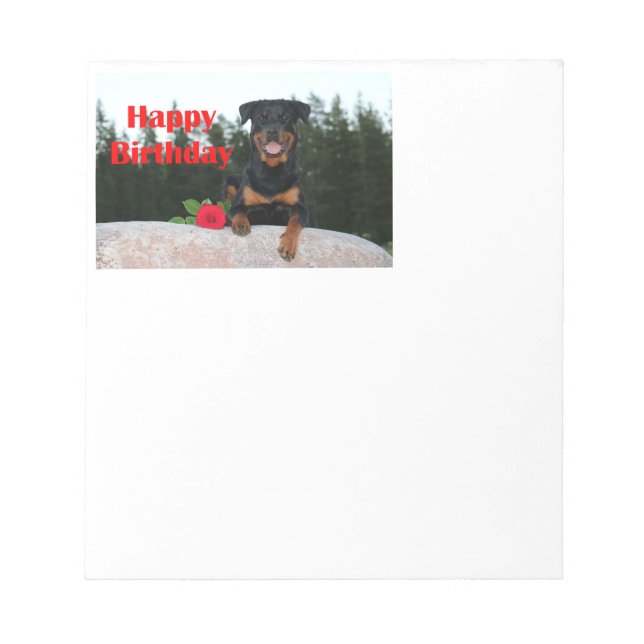 Rottweiler-glücklicher Geburtstag Notizblock (Vorderseite)