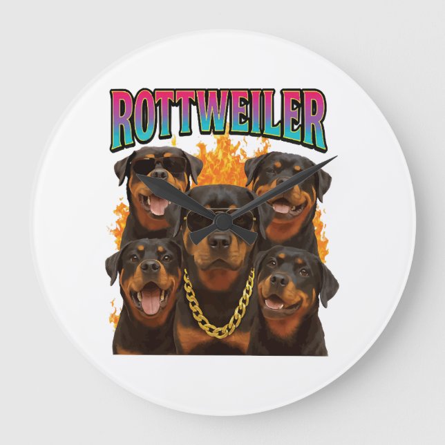 Rottweiler  große wanduhr (Vorderseite)