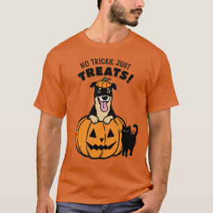 Rottweiler Halloween keine Tricks nur Leckereien T-Shirt