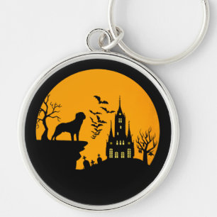 Rottweiler Halloween Klassischer Rund Sticker Schlüsselanhänger