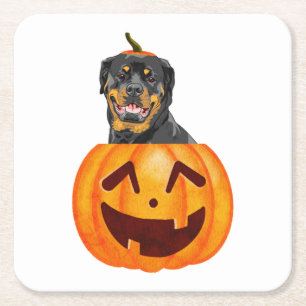 Rottweiler Halloween Rechteckiger Pappuntersetzer