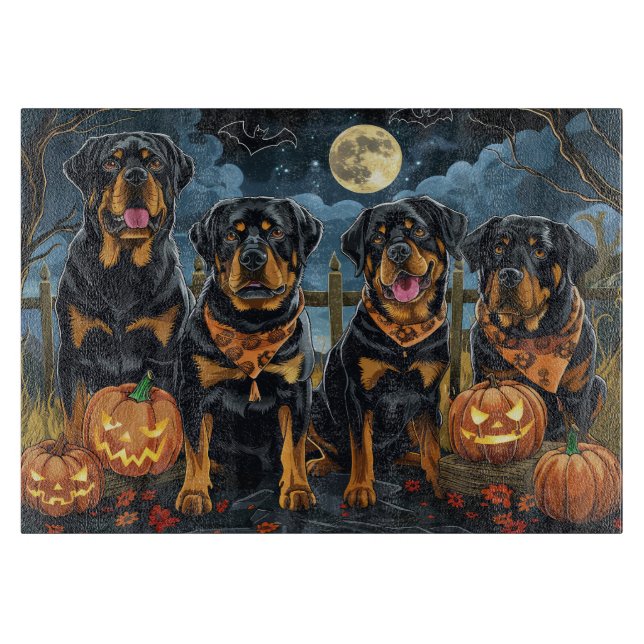 Rottweiler Halloween Spooky Schneidebrett (Vorderseite)