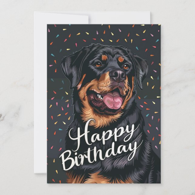 Rottweiler Happy Birthday Feiertagskarte (Vorderseite)
