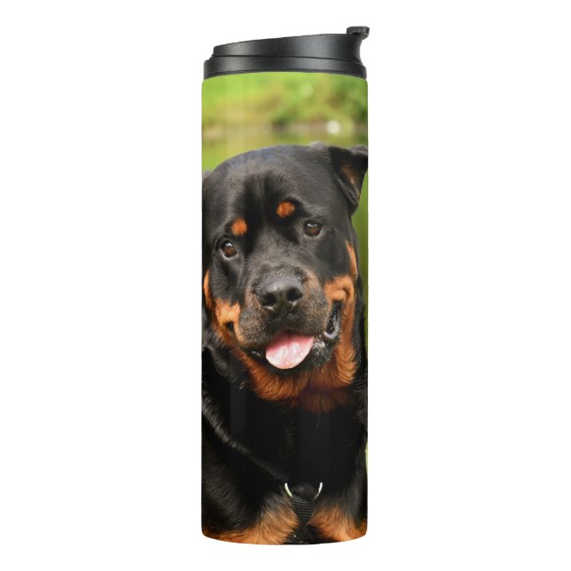 Rottweiler Happy Thermosbecher (Nach links gedreht)