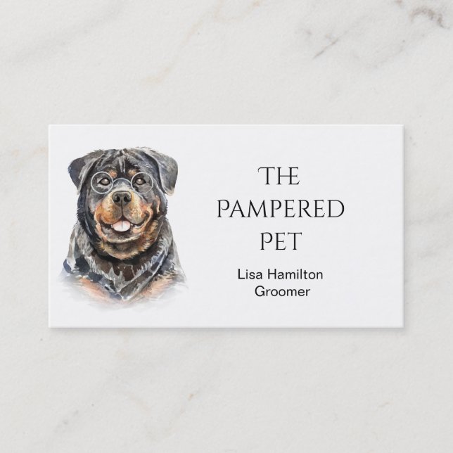 Rottweiler Haustier Groomer/Tierärztin/Sitze Visitenkarte (Vorderseite)