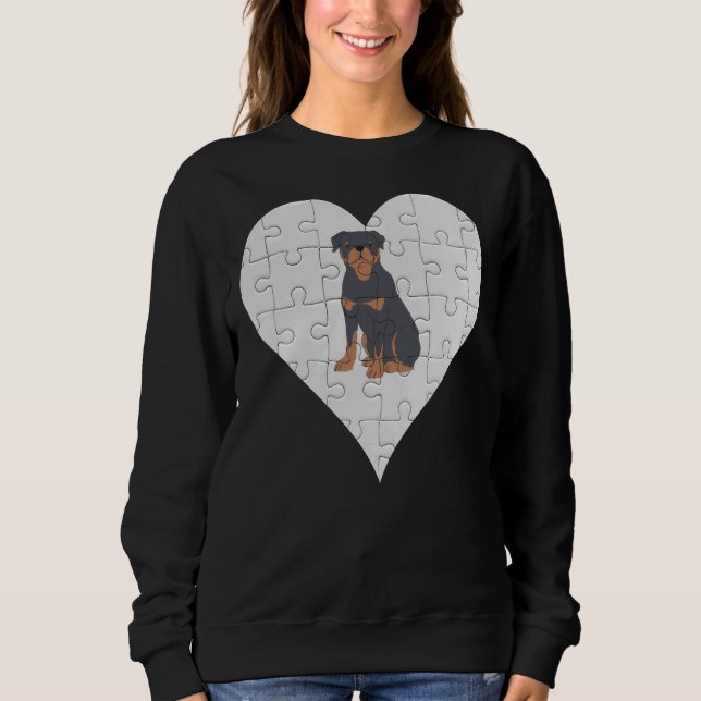 Rottweiler Heart Jigsaw Pieces Rottweiler Sweatshirt (Vorderseite)