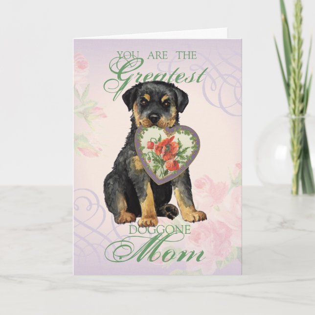 Rottweiler Heart Mama Karte (Vorderseite)