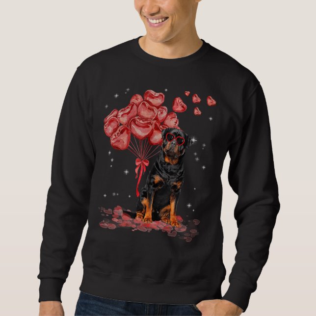 Rottweiler Heart Valentinstag Hund Vater Mama 12 Sweatshirt (Vorderseite)