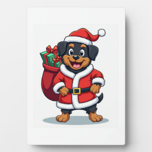 Rottweiler Helfer des Weihnachtsmanns Fotoplatte