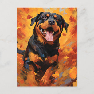 Rottweiler Herbst Thanksgiving  Postkarte
