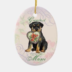 Rottweiler Herz Mama Keramik Ornament