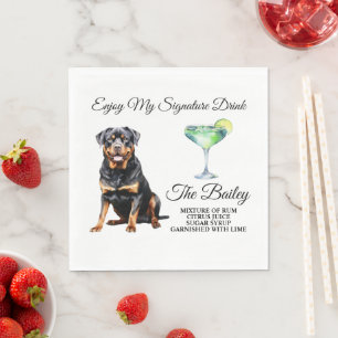 Rottweiler Hochzeit Signature Drink Hund Foto Serviette