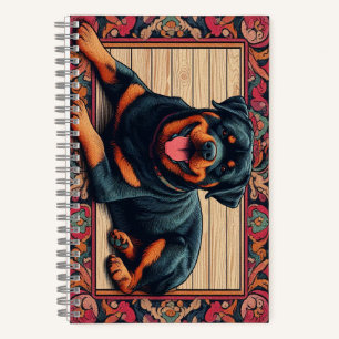 Rottweiler Hund 3D Stylische Farbige Umrandung Notizbuch