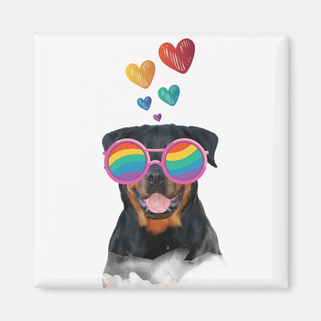 Rottweiler Hund am Valentinstag des Herzens Magnet (Vorne)