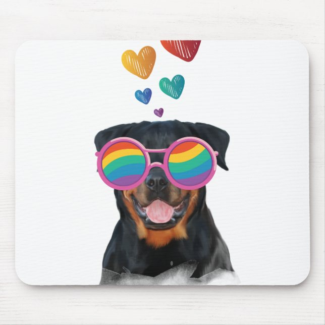 Rottweiler Hund am Valentinstag des Herzens Mousepad (Vorne)