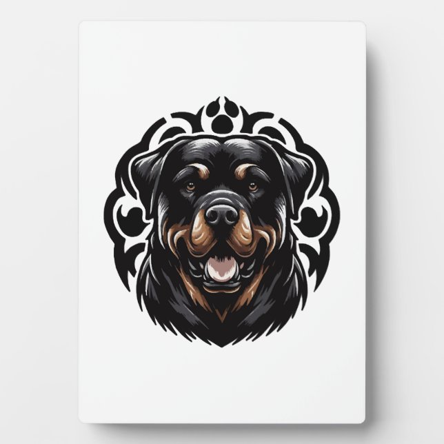 Rottweiler-Hund-Gesicht Fotoplatte (Vorderseite)
