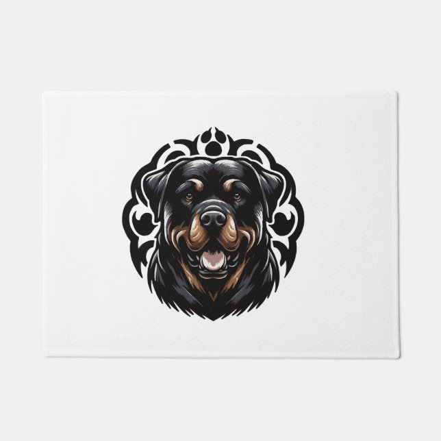 Rottweiler-Hund Gesicht Fußmatte (Vorderseite)
