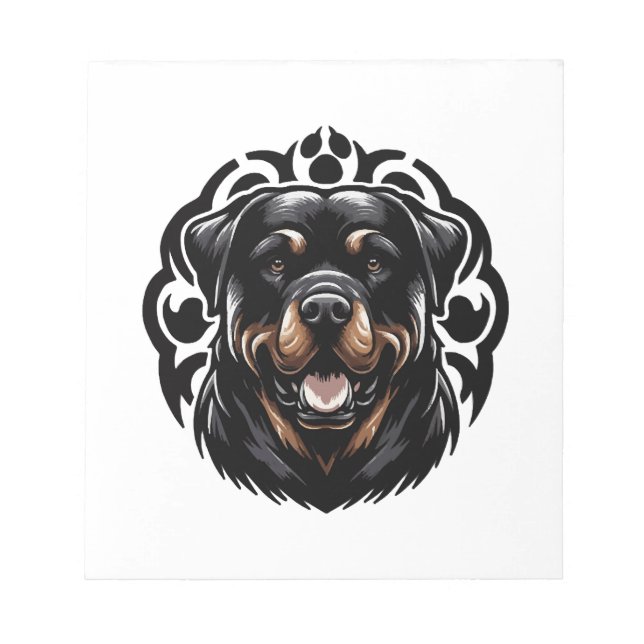 Rottweiler-Hund Gesicht Notizblock (Vorderseite)