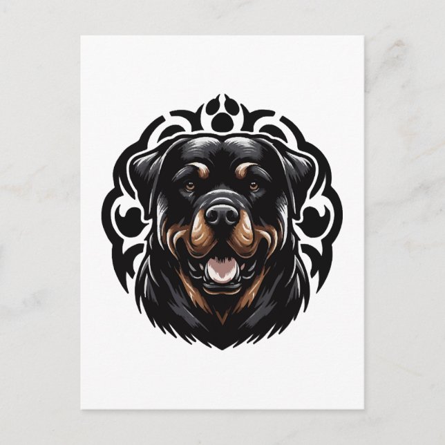 Rottweiler-Hund Gesicht Postkarte (Vorderseite)